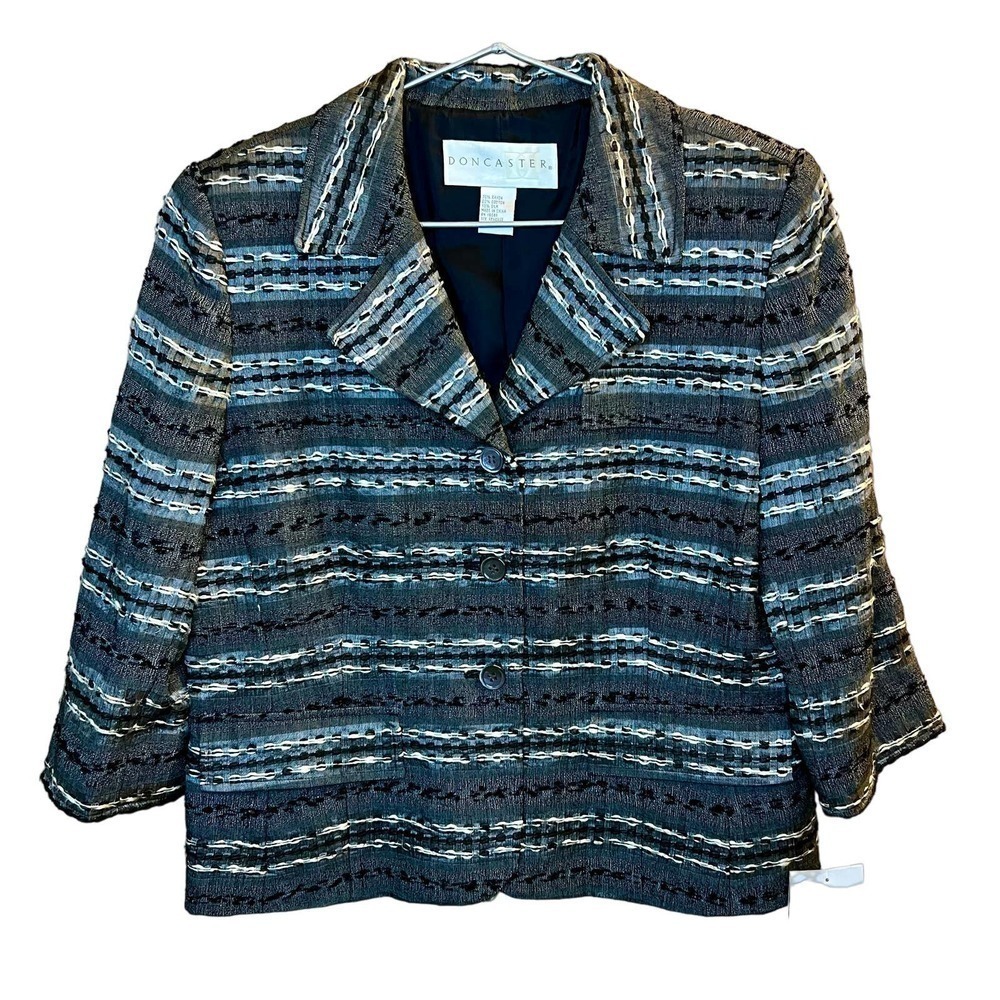 Doncaster Black Gray White Patterned Blazer Size 14 NEW